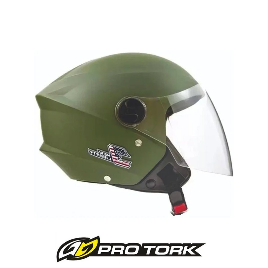 Capacete Aberto New Liberty 3 TAMANHO 58 Elite Verde Lodo Fosco Protork -  Rossy Motos