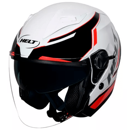 Capacete City Smart Aberto Com Oculos Branco / Preto Tamanho 60 HELT