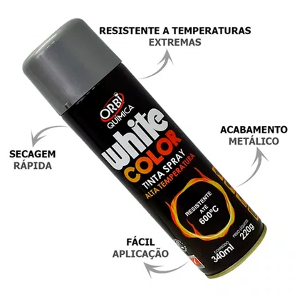 Tinta Spray Aluminio Alta Temperatura 340ml Orbi Quimica