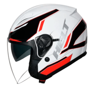 Capacete City Smart Aberto Com Oculos Branco / Preto Tamanho 60 HELT