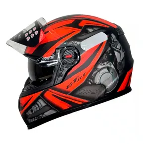 Capacete Gtx R1 Com Óculos Preto Fosco com vermelho Tamanho 56 Fw3