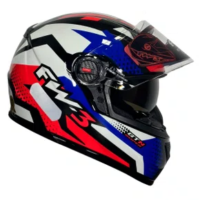 Capacete Gtx Super Com Óculos Vermelho com azul e branco Tamanho 56 Fw3