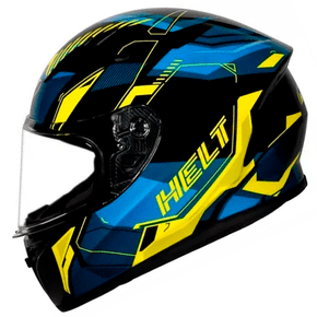 Capacete Street Polar Race Tech Azul e Amarelo Tamanho 62 HELT